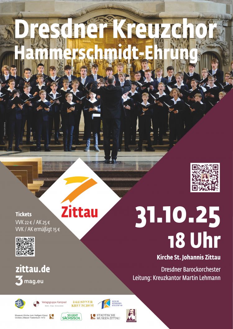 Dresdner Kreuzchor - Hammerschmidt-Ehrung 31.10.2025 18 Uhr St. Johannis Zittau Tickets: ermäßigt 15€